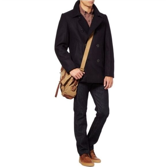 J. Crew Baywater Peacoat Wool Stadium Cloth in Black Size LT or Large Tall - Picture 2 of 16